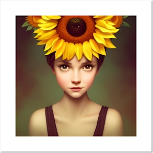 Sunflowers In Her Hair Posters and Art